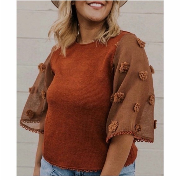 Anthropologie Tops - Anthropologie THML x Roolee Puff Sleeve Statement Blouse 🤎🍂✨